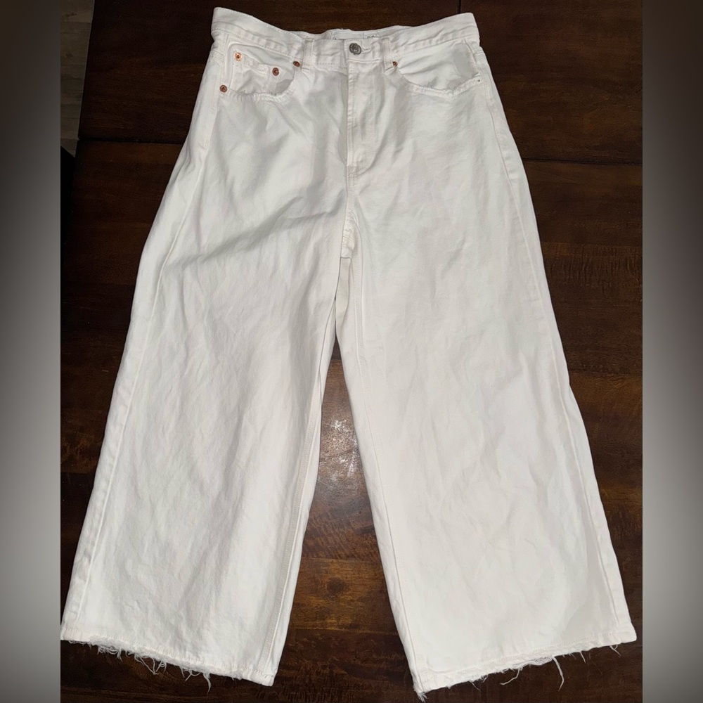 Stradivarius White Wide Leg Jeans
